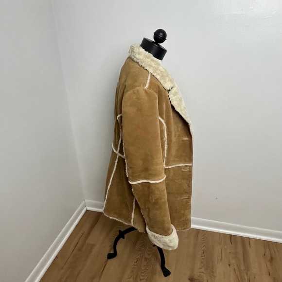 Vintage Pennylane Tan Suede Sherpa Lined Button Jacket Womens S - Picture 3 of 14